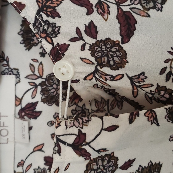 Ladies Long Sleeved Loft Brand Brown Floral Print Blouse Size XS PMNAT1) - Picture 4 of 6